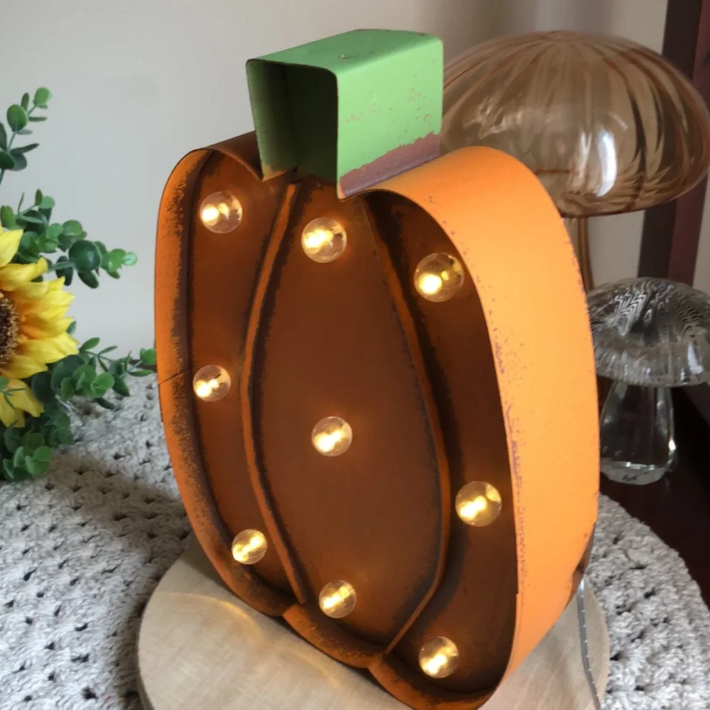 Rustic Farmhouse Light Up PUMPKIN Fall Harvest Decor
